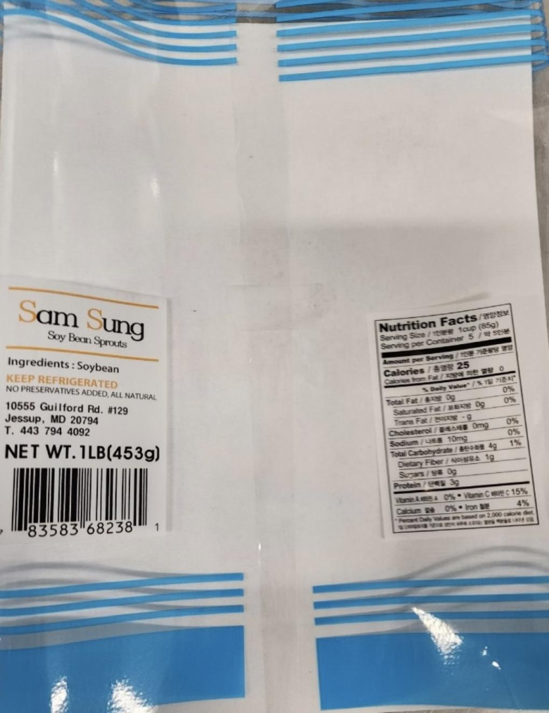 Nam & Son Recalls Soybean Sprouts Because of Possible Listeria monocytogenes Contamination